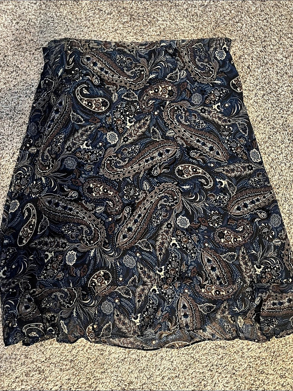 Jaclyn Smith Paisley Midi Skirt Blue & Brown, XL